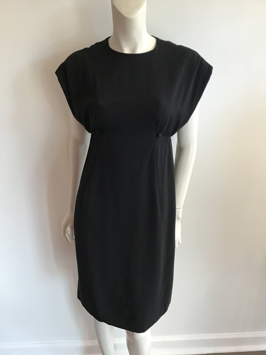 1960s Geoffrey Beene Black  Wool Cocktail Dress size 6