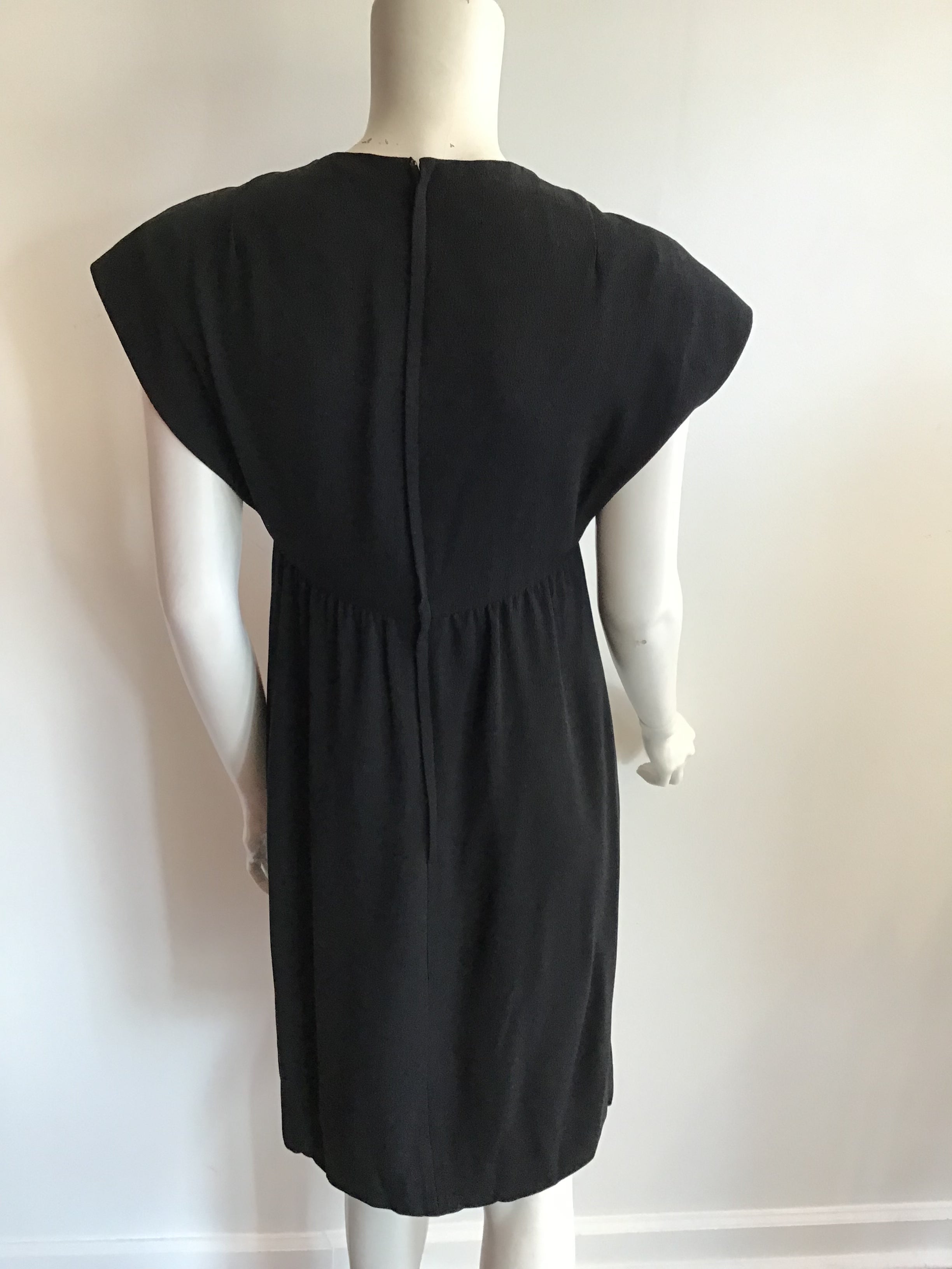 1960s Geoffrey Beene Black  Wool Cocktail Dress size 6
