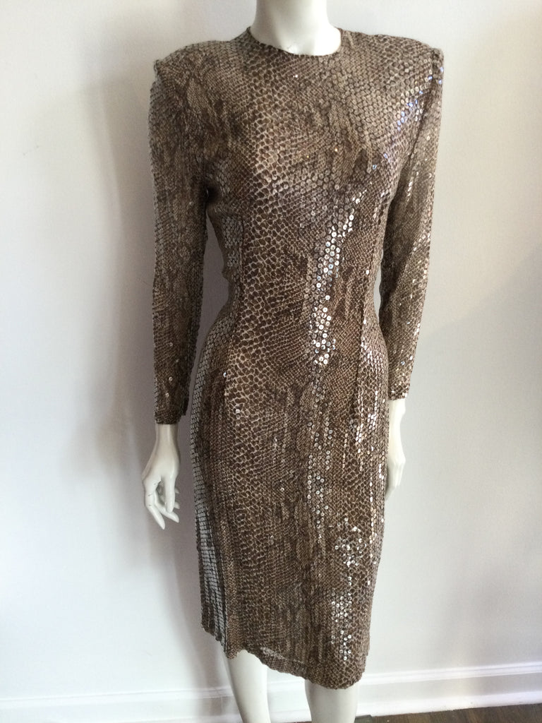 80s AJ Bari Snake Print Cocktail Dress