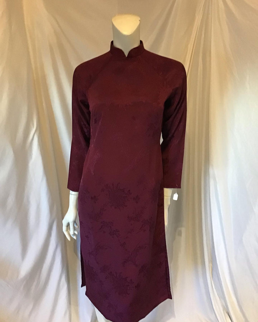 1950s Burgundy Silk Chinese Qipao dress