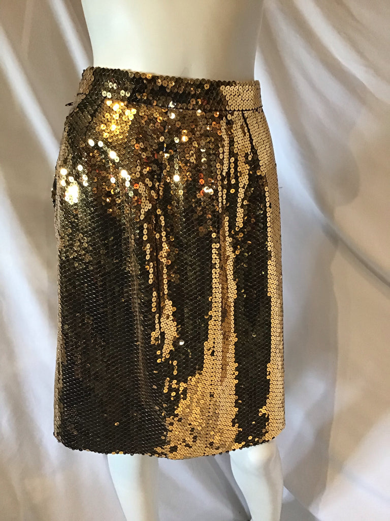 1990s Vintage Gold Sequin Skirt-6