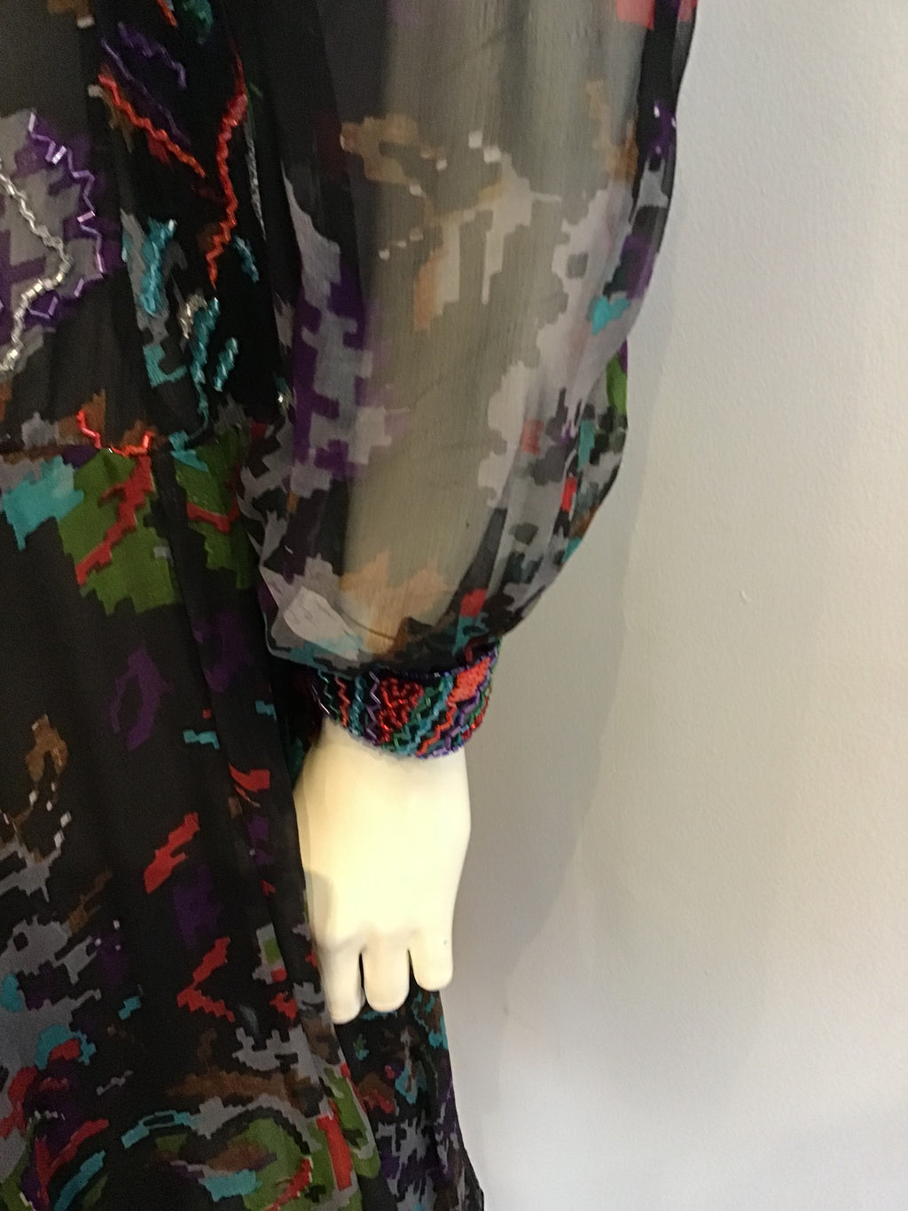 1980's Yaz II Floral Chiffon Dinner Dress Size 8
