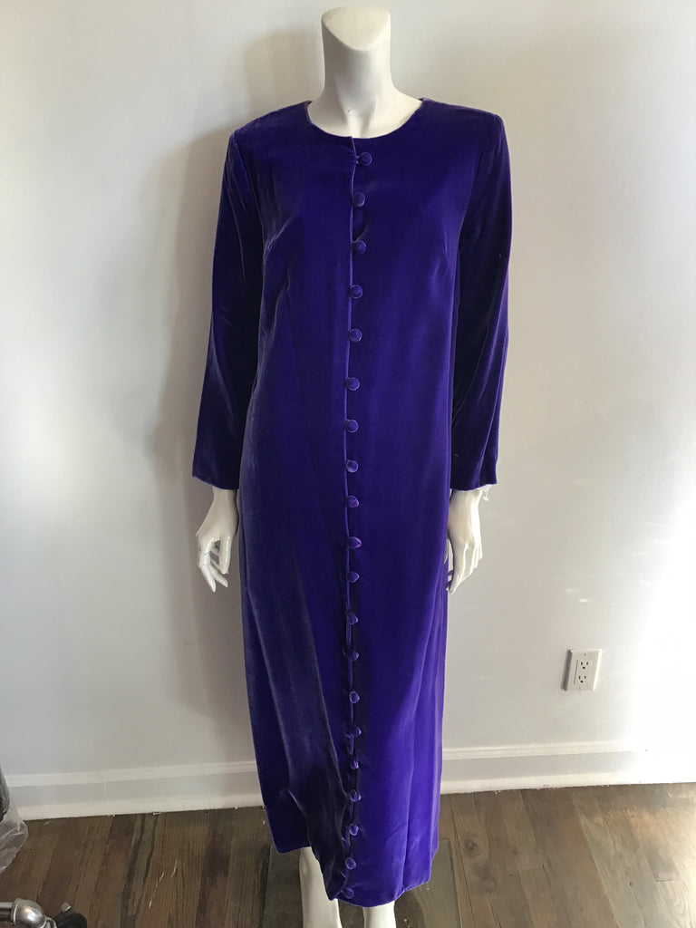 1980's Purple Cotton Velvet Tunic and Pants Size 9/10