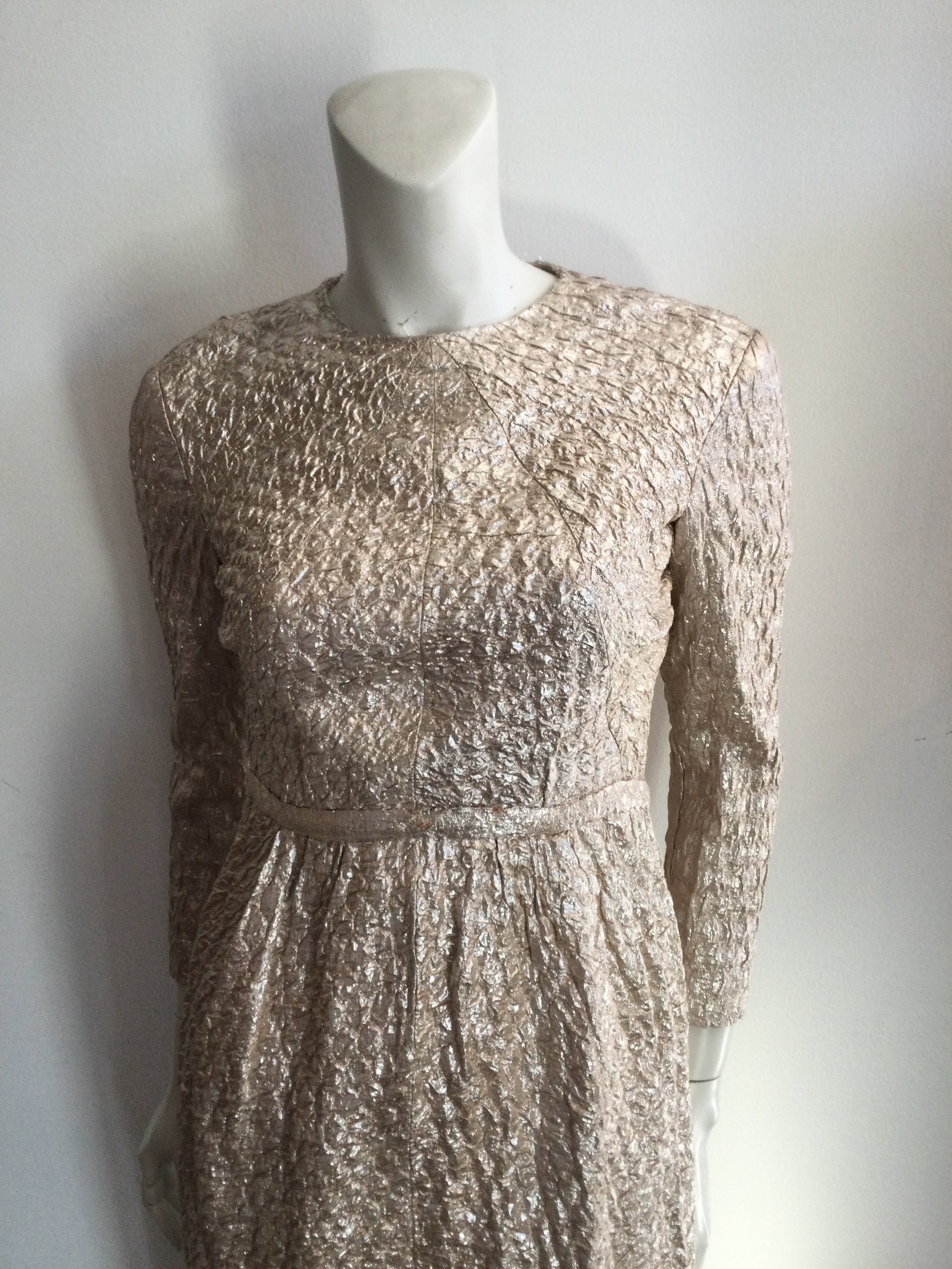 60s Metallic Pink Evening Dress