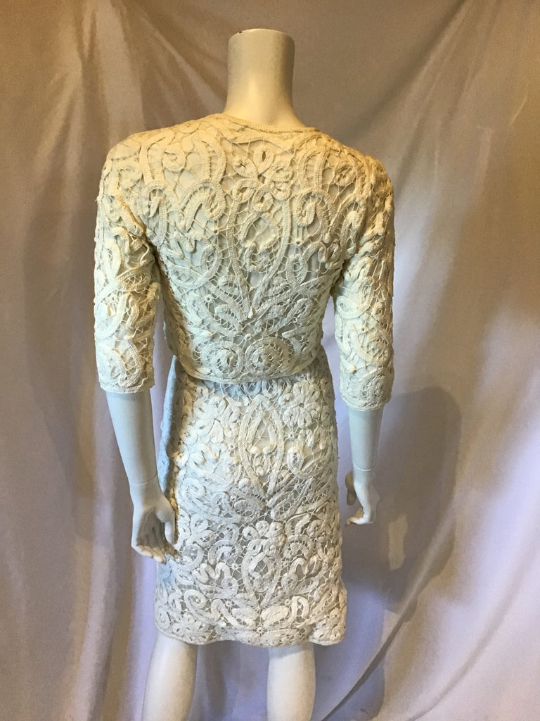 1960s Two Piece Cream Tape Lace Suit size 2/4
