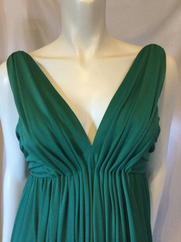 IB Jorgensen 1970s pleated teal gown