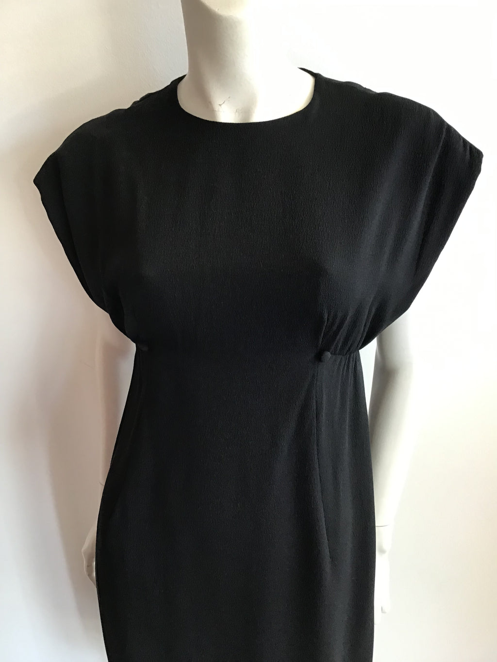 vintage 12960s Geoffrey Beene black wool cocktail dress 