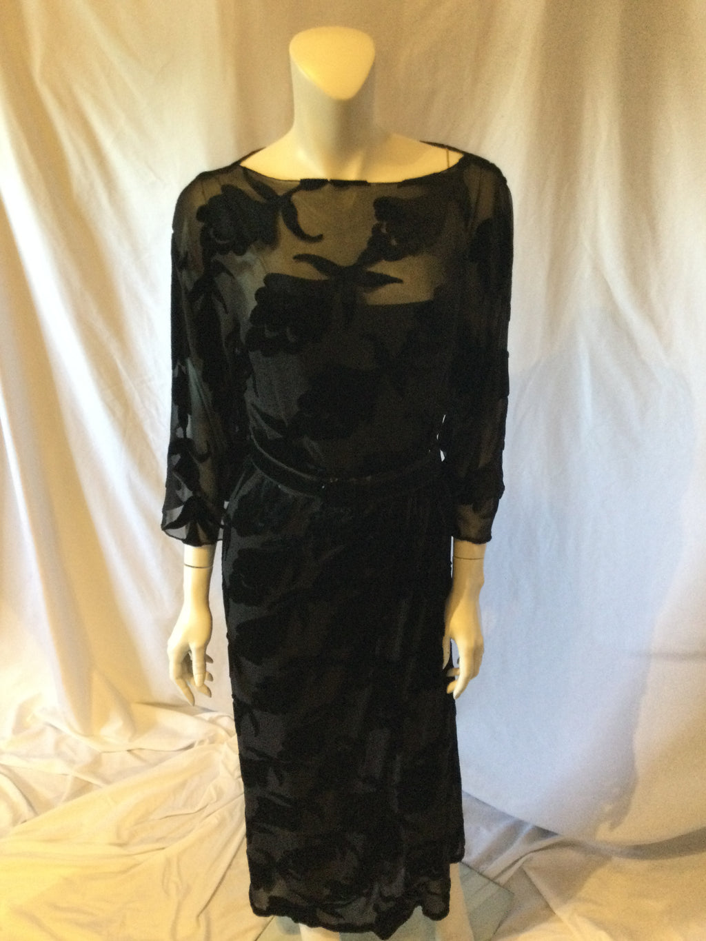 1980's Black Velvet Evening Gown-size 8