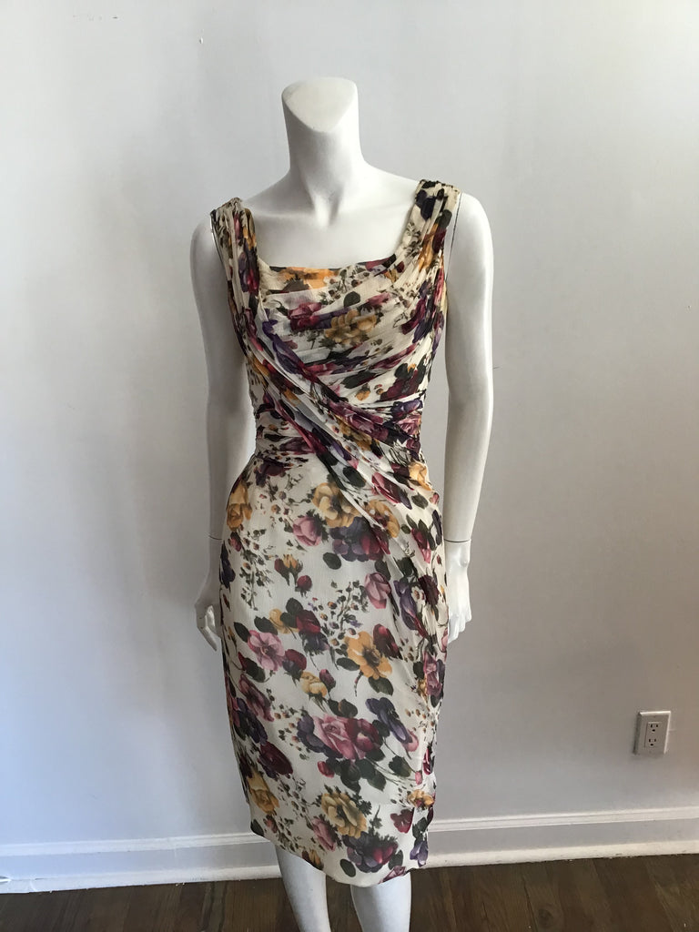 !950s Ceil Chapman floral silk chiffon dress
