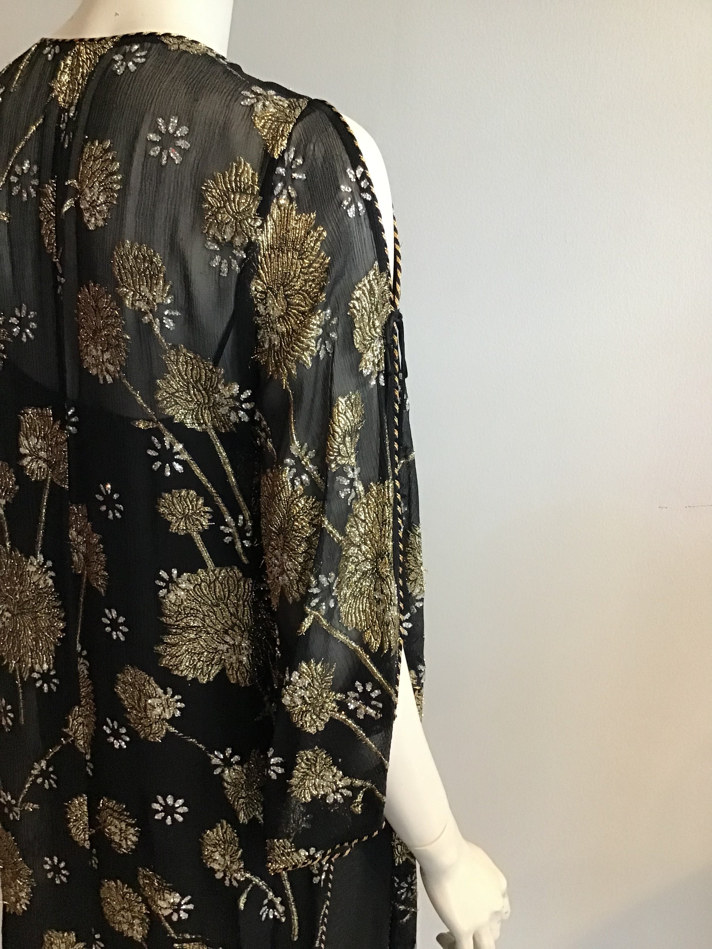1960s Black and metallic gold thread embroidery  Persian Cocktail Ensemble