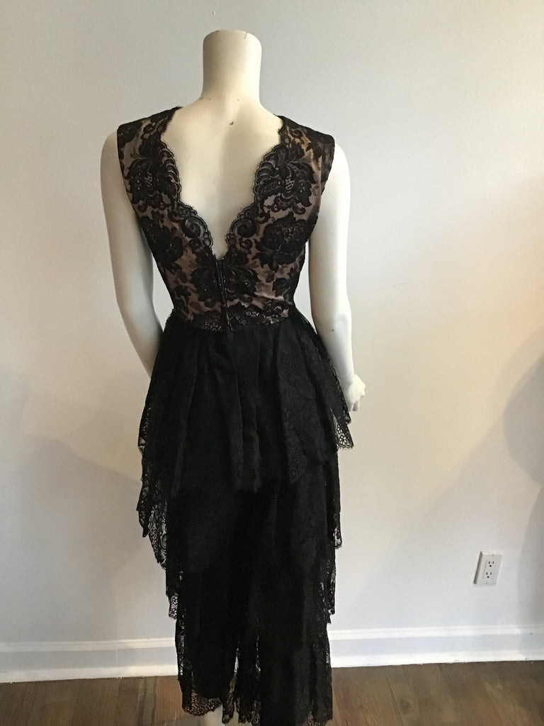 1960s Black Lace Evening Jumpsuit-3/4