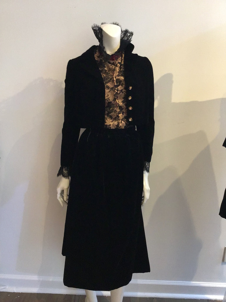 60s Velvet Skirt Suit