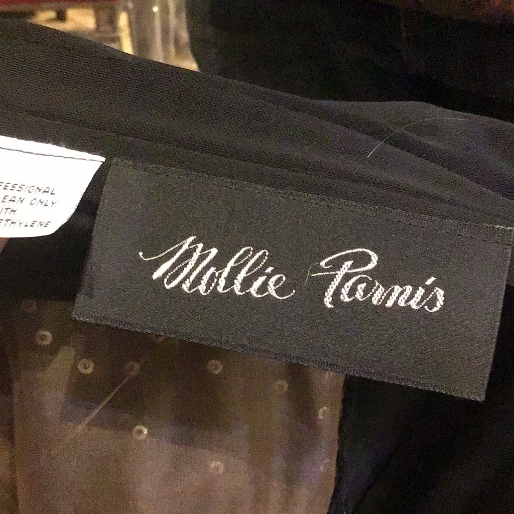 Molly Parnis 70s Silk Crepe Black Evening Gown size 2-4