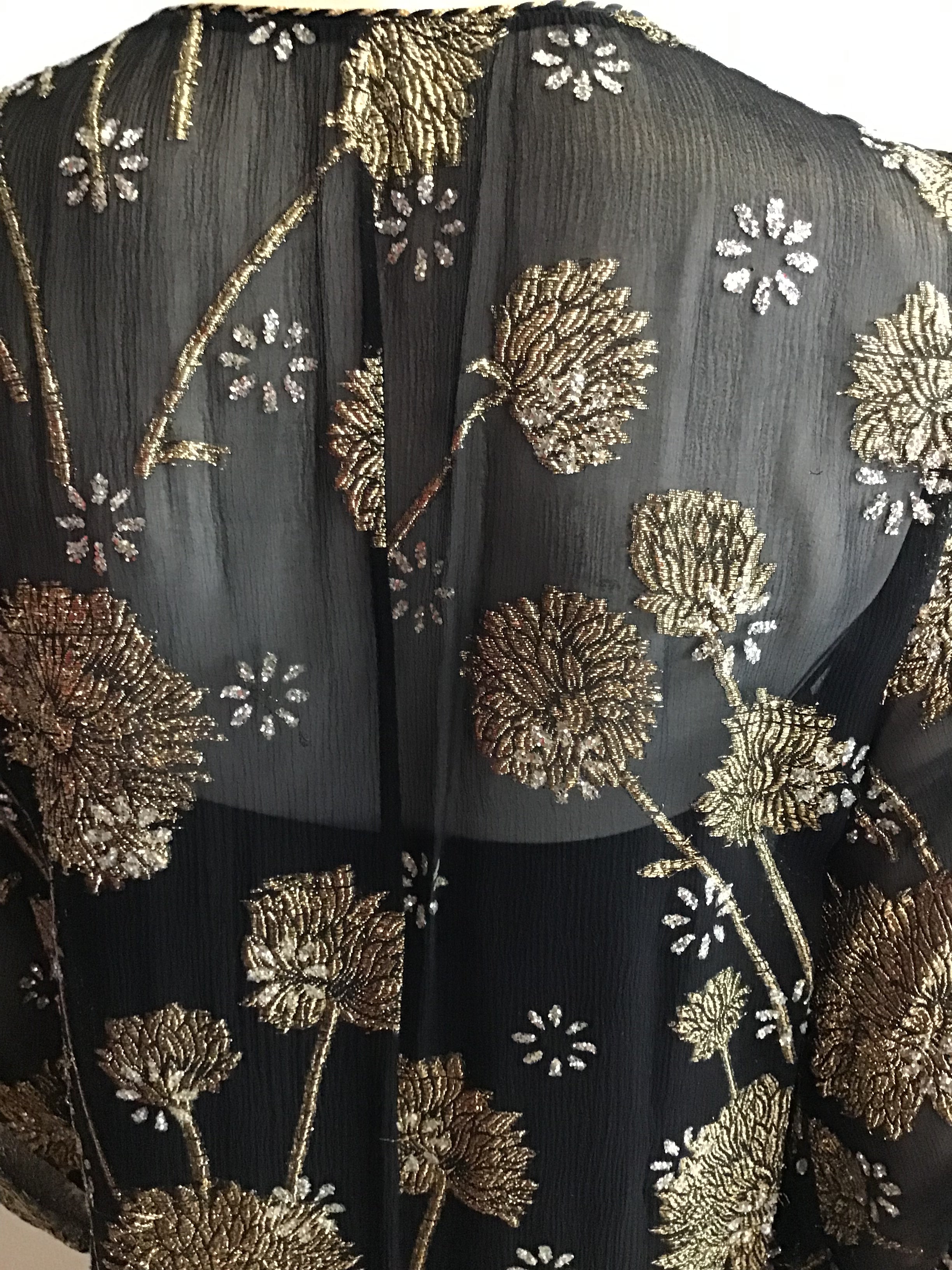 1960s Black and metallic gold thread embroidery  Persian Cocktail Ensemble