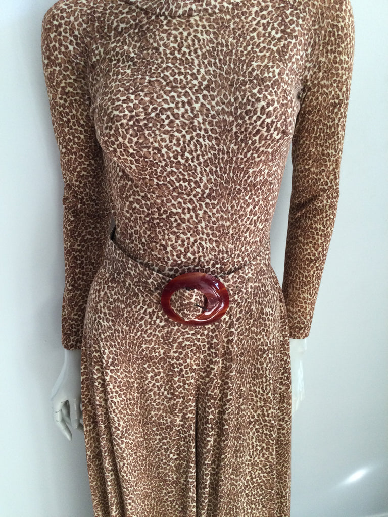 1970s B.Cohen by Jaconelli Cotton Leopard Print Jumpsuit Size 4