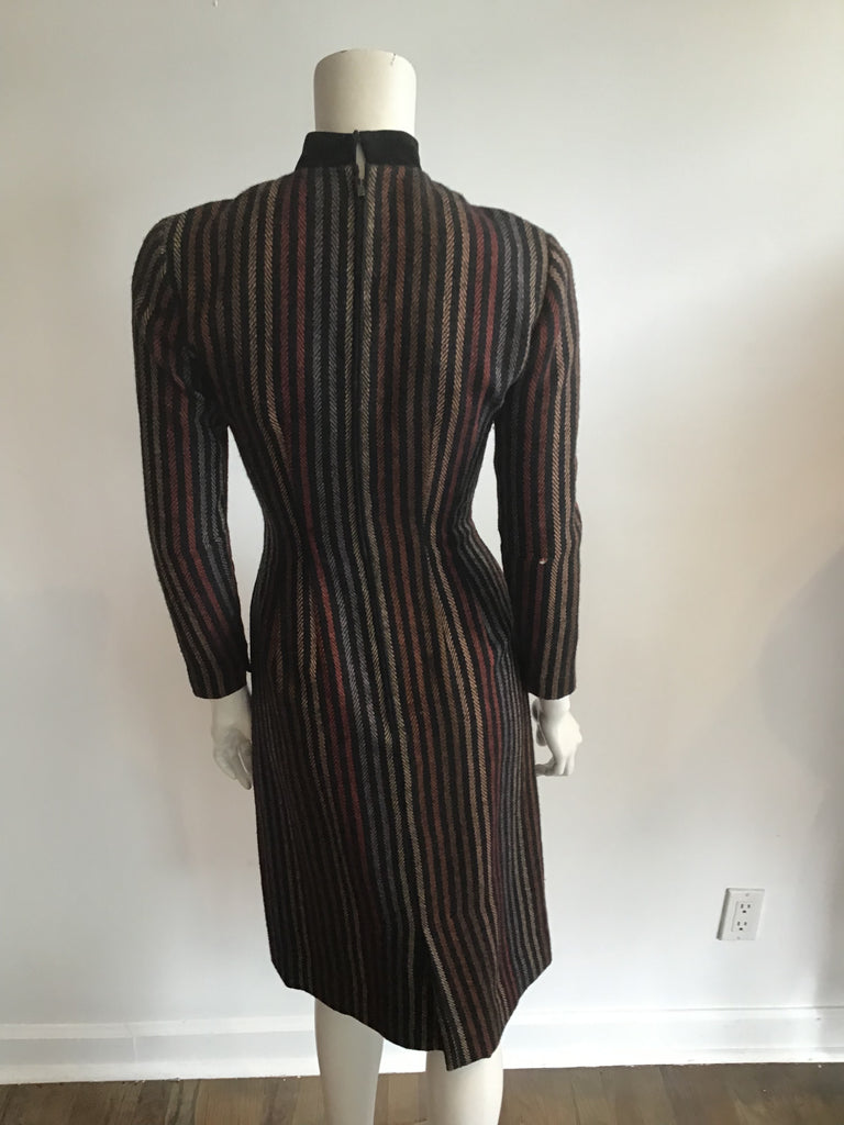 1950's Anne Fogerty Wool Striped Wiggle Dress size 4