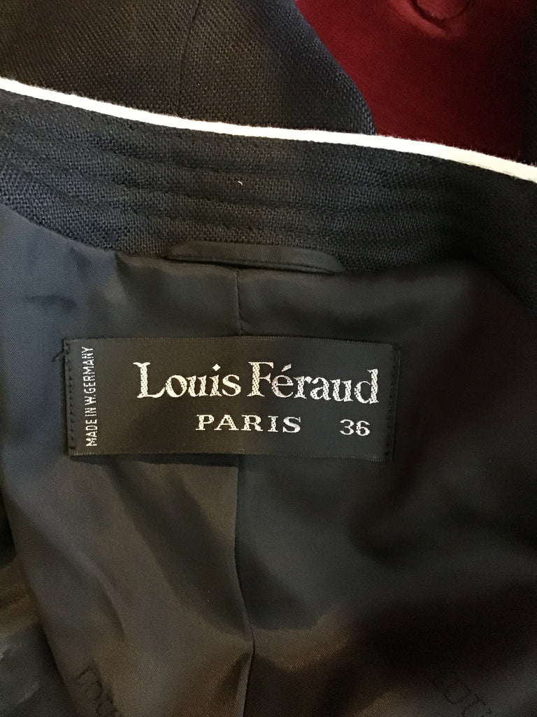 1980's Louis Féraud Black Linen Suit-36 US 8