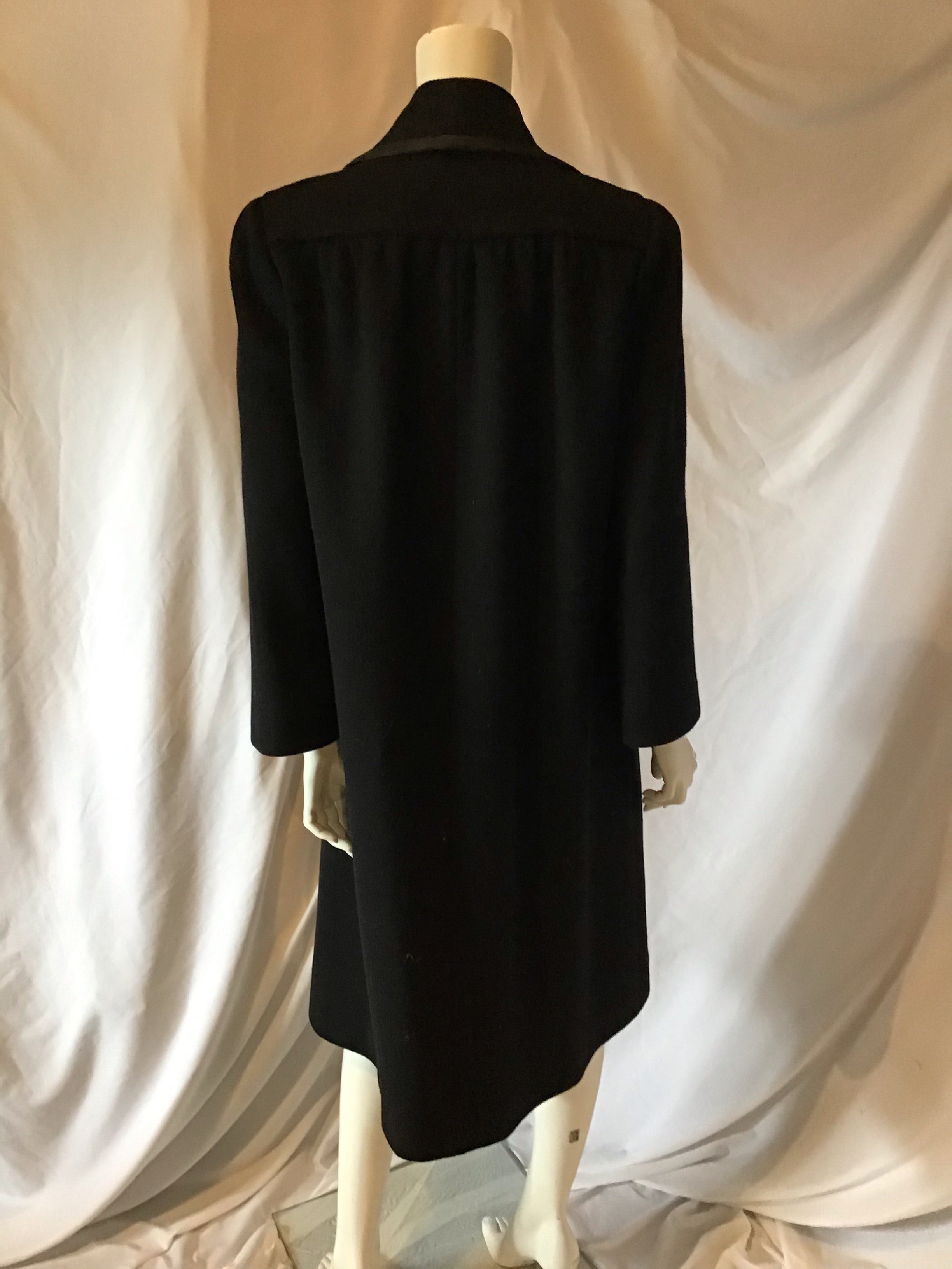 1960's Black Marino Wool Pauline Trigere Coat 8/10