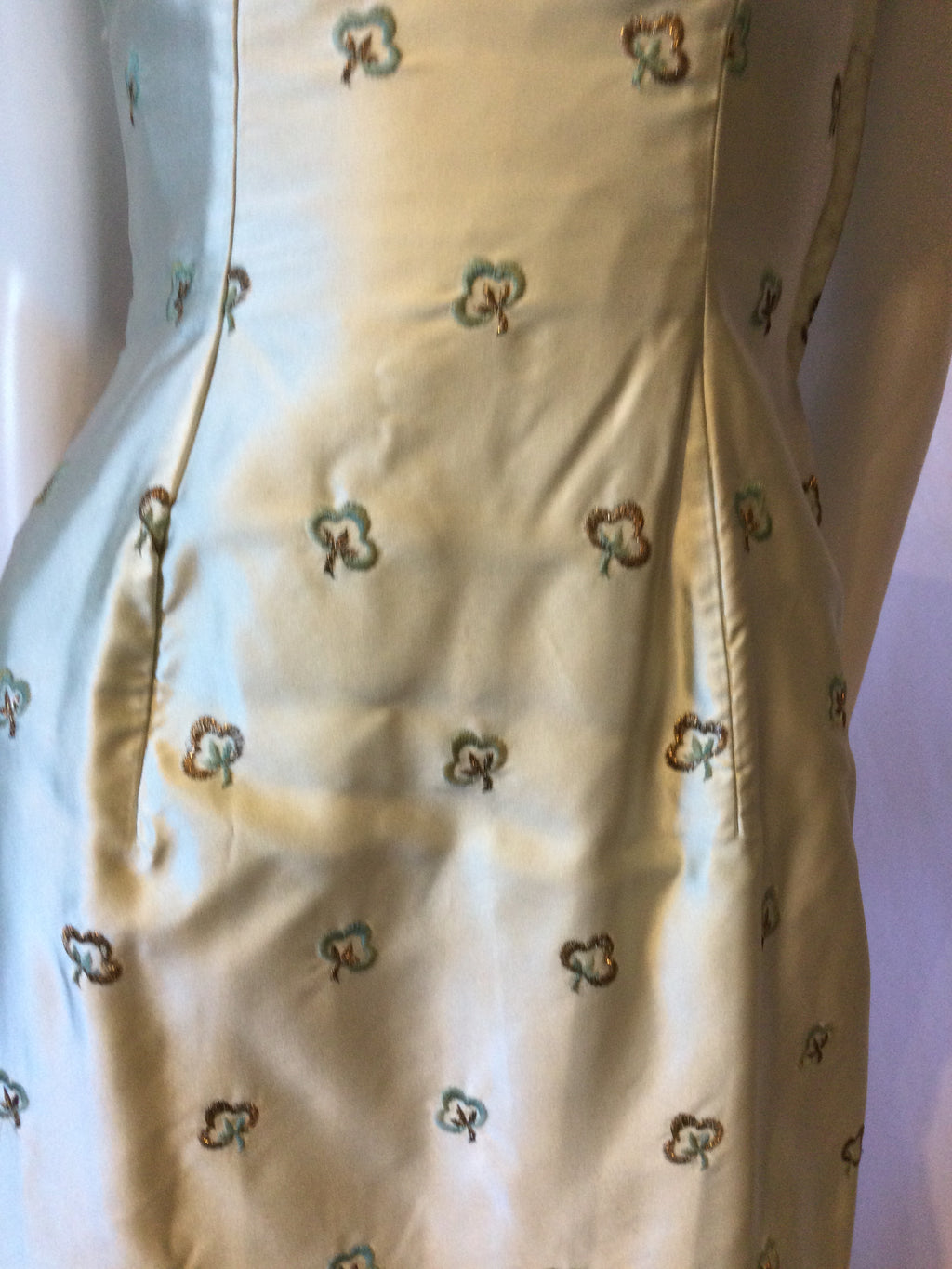 1950's Mint Green Silk Cocktail Dress-size 6