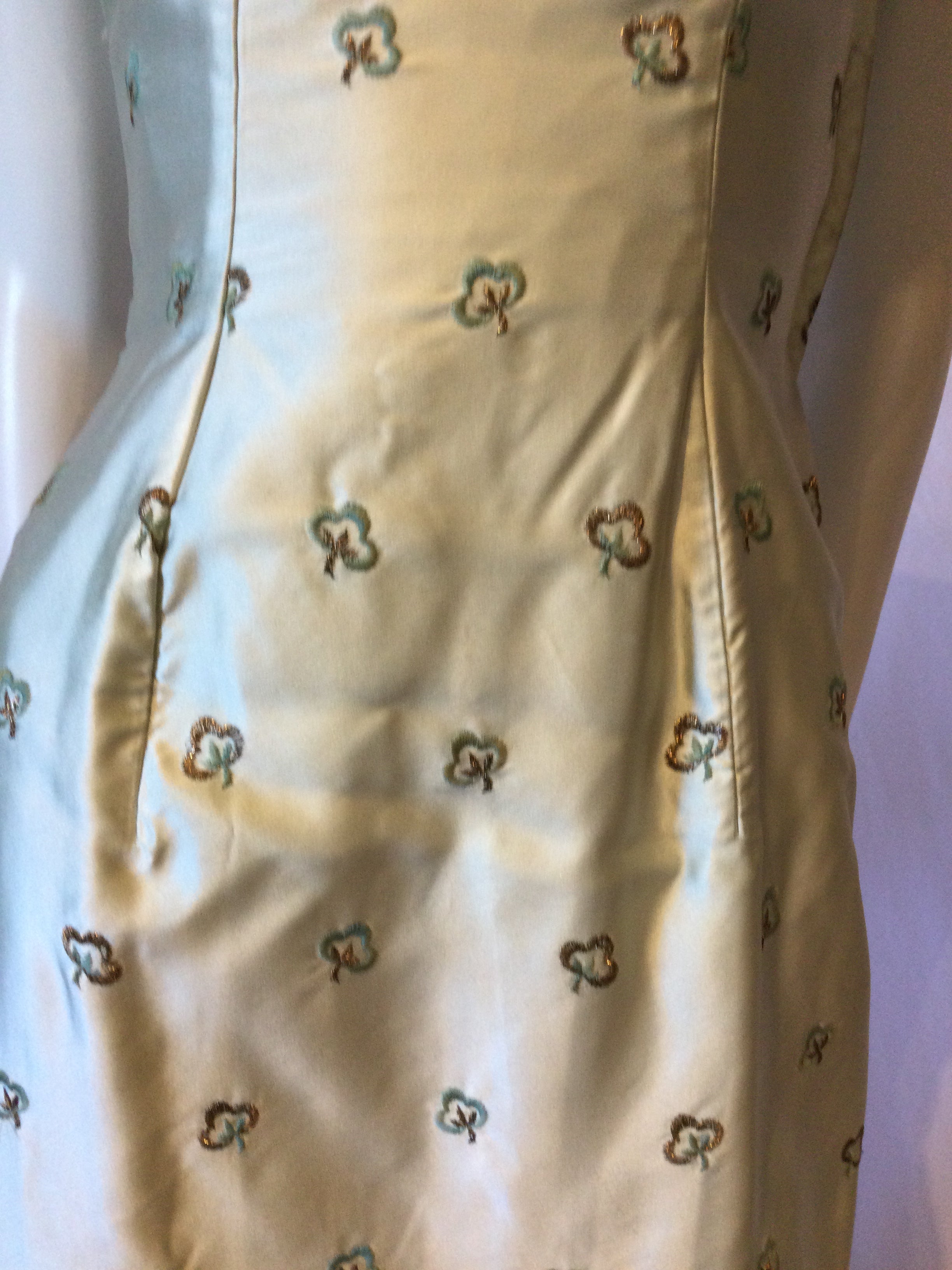 1950's Mint Green Silk Cocktail Dress-size 6