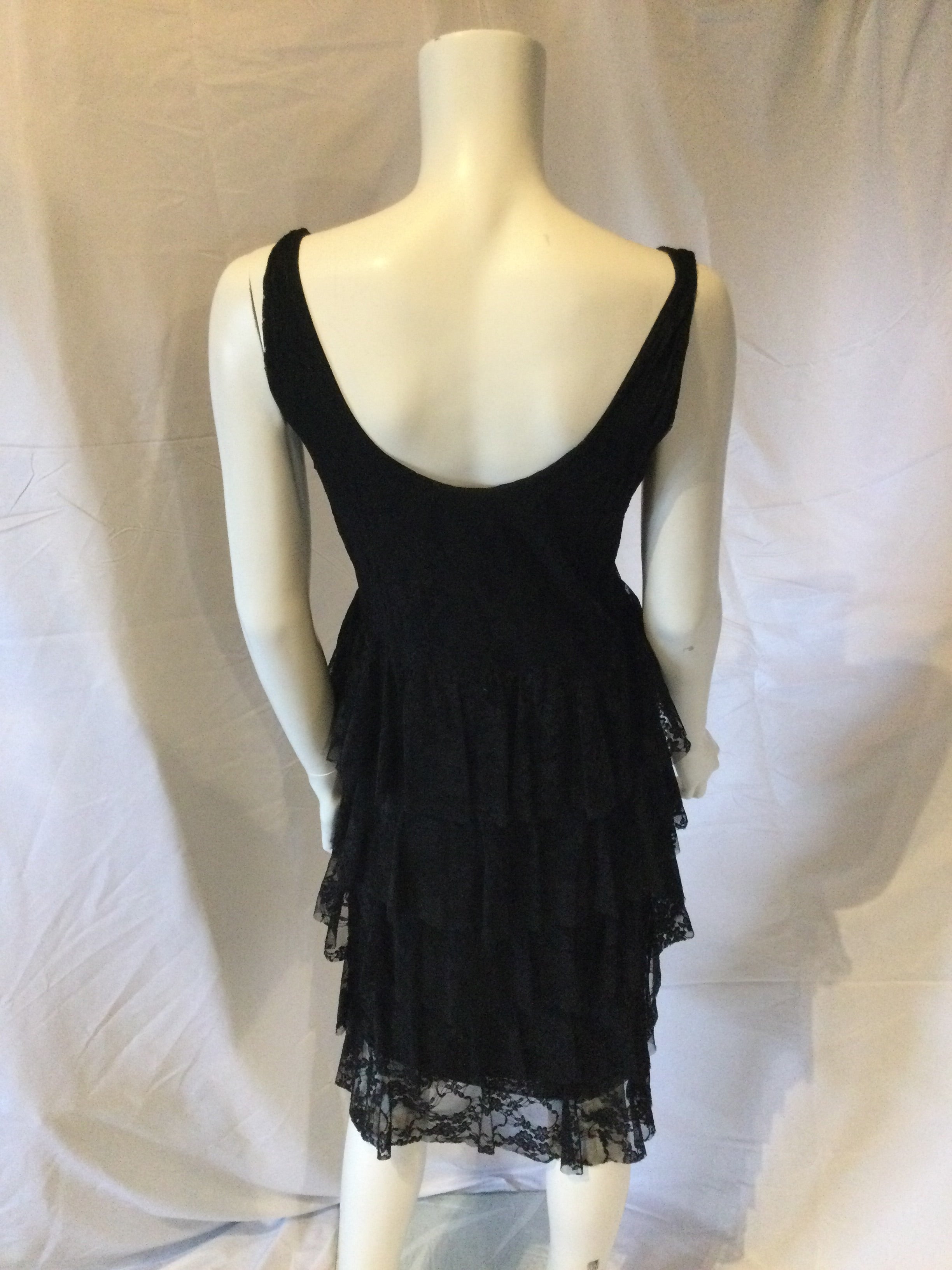 1990s Black Cocktail Dress with ruffles