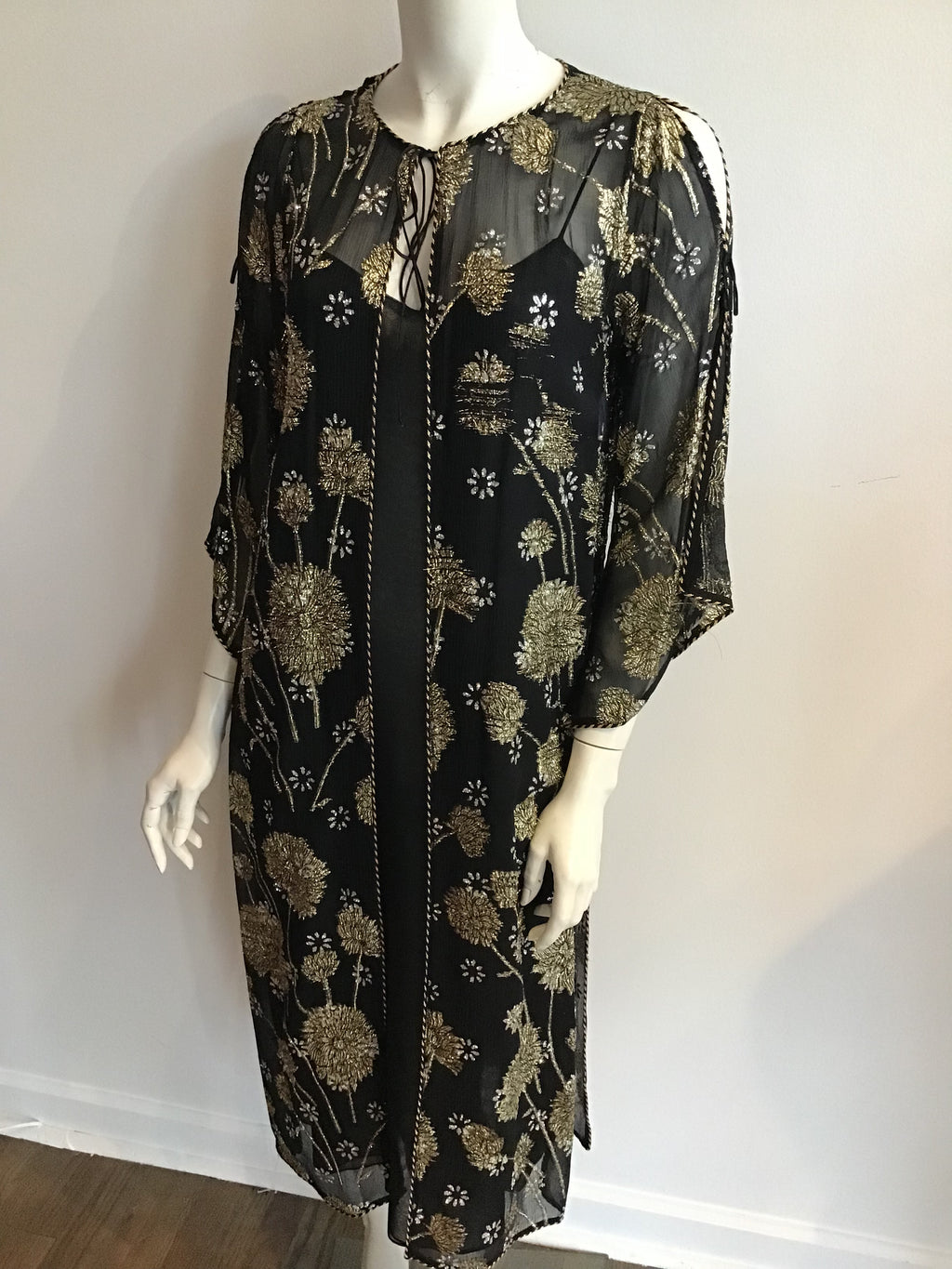 1960s Black and metallic gold thread embroidery  Persian Cocktail Ensemble