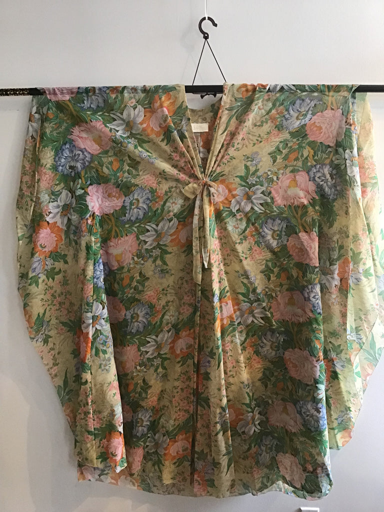 1960s Lucie Ann Yellow Floral Caftan
