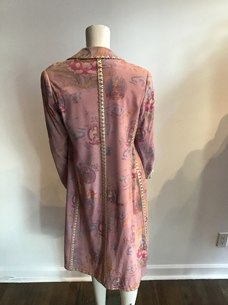 Emmanuel Ungaro Rose color suede coat with Asian design 