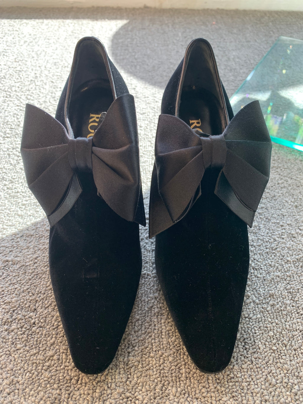 Roger Vivier Black Velvet shoes with bow-size 37 1/2