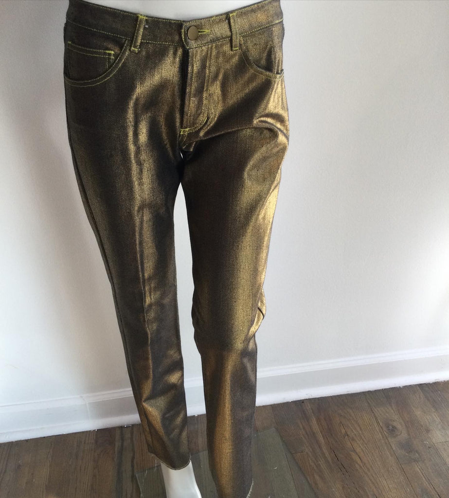 90s Metallic Gold Trench Coat with Matching Pants