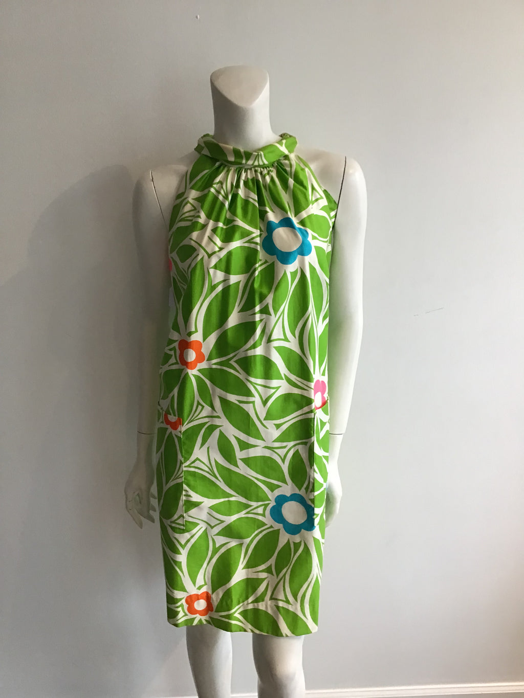 1960s Nalii Hawaiian Green Printed Dress
