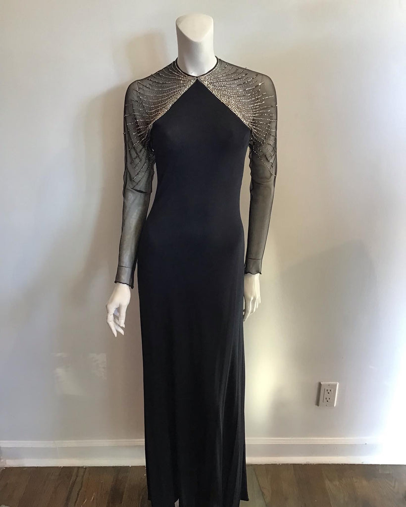 vintage 1970s molly parnis beaded evening gown
