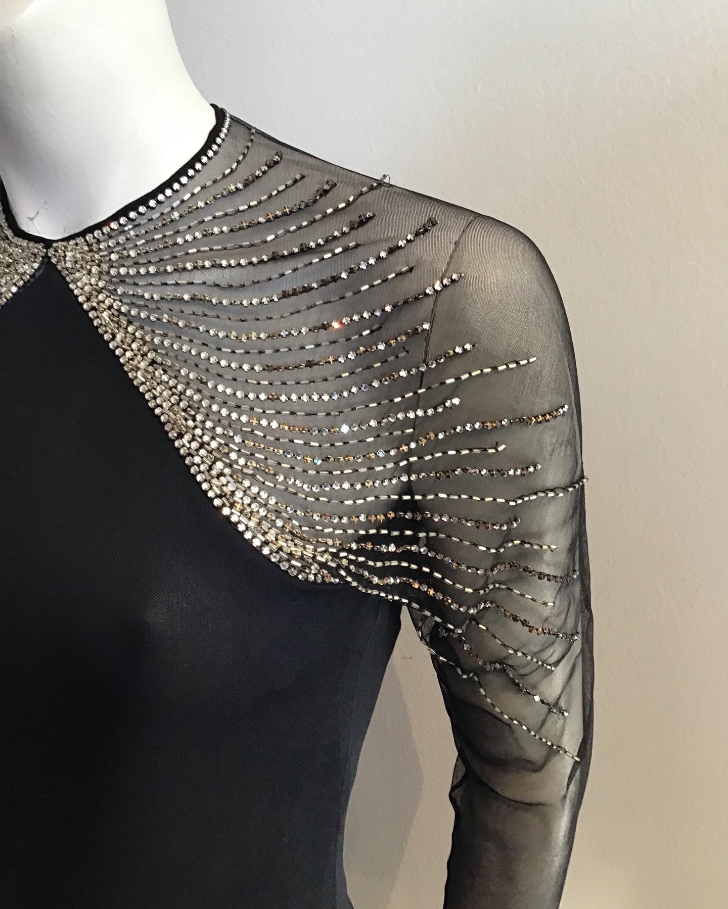1970s Molly Parnis  beaded Evening Gown