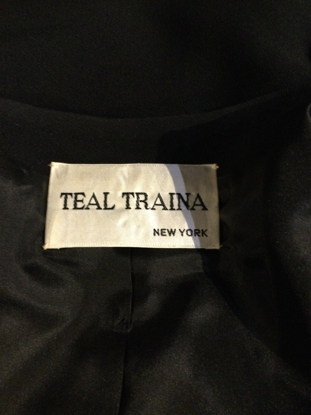 1960s Teal Traina Black with Rhinestone trim Wool silk blend Evening Jacket -size 6
