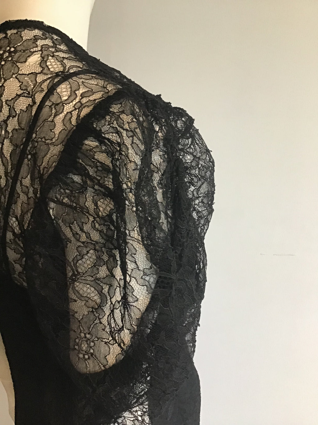 1930s Black Lace Evening Gown size 6
