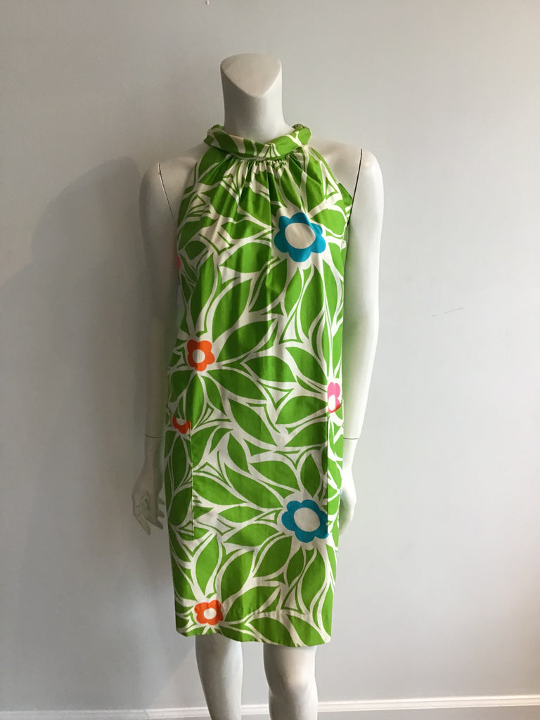 1960s Nalii Hawaiian Green Printed Dress