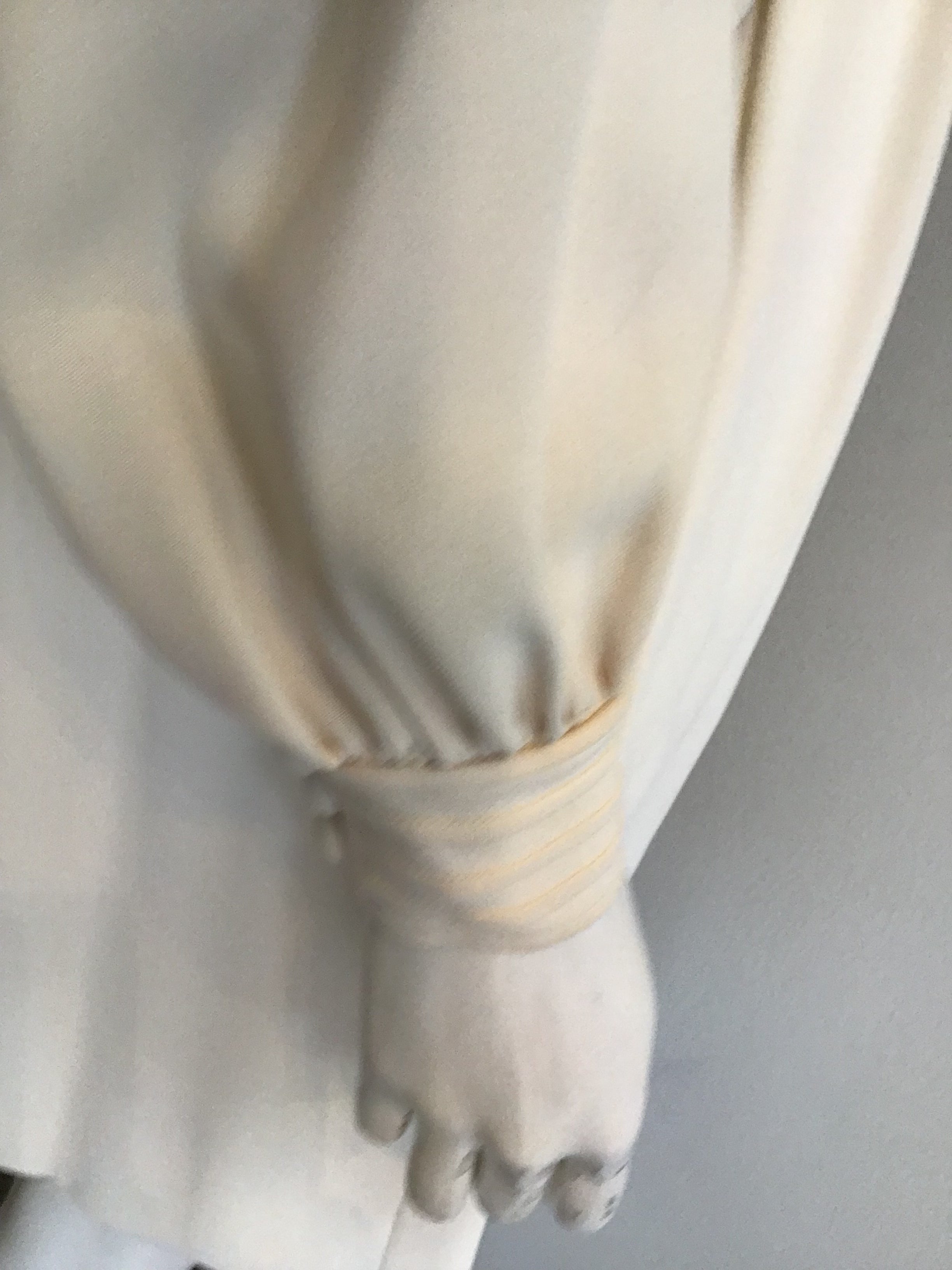 1960s Cream Pleated Front Wool blend Day Dress-size 6