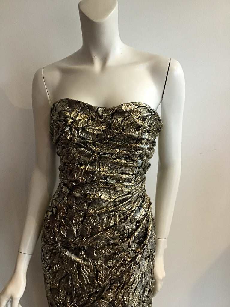 Eugene Alexander Strapless Metallic Evening Gown
