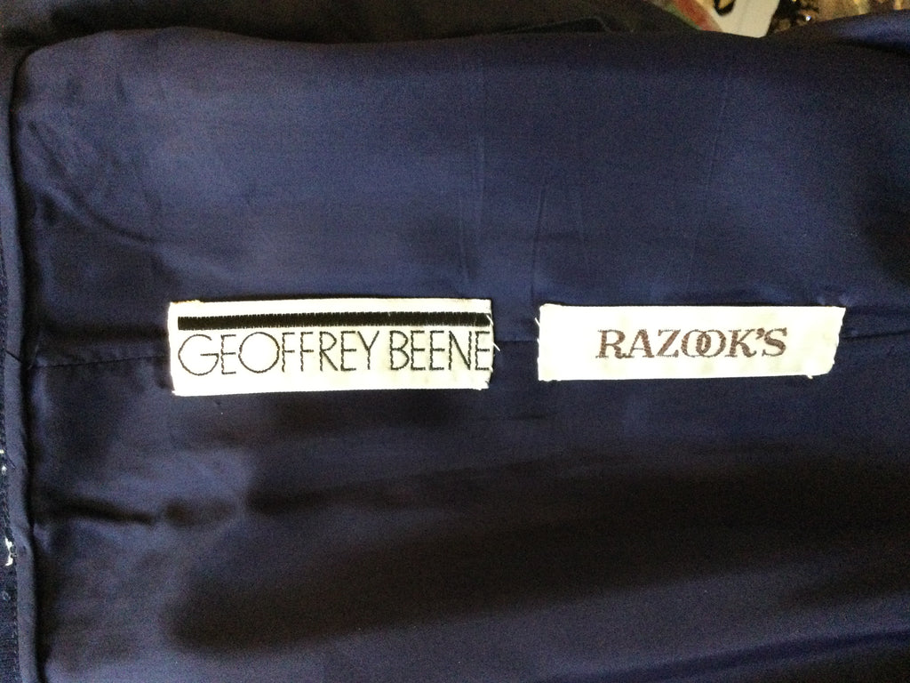 1960s Geoffrey Beene Navy Blue Wool Mini  Dress-size 3/4