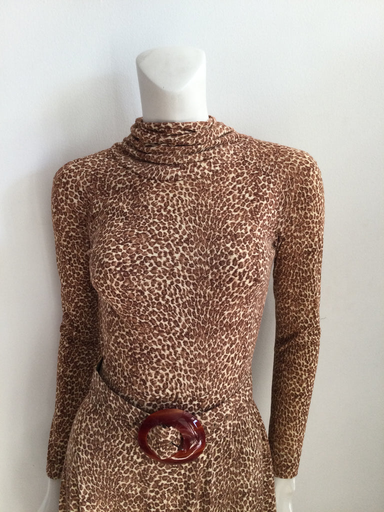 1970s B.Cohen by Jaconelli Cotton Leopard Print Jumpsuit Size 4