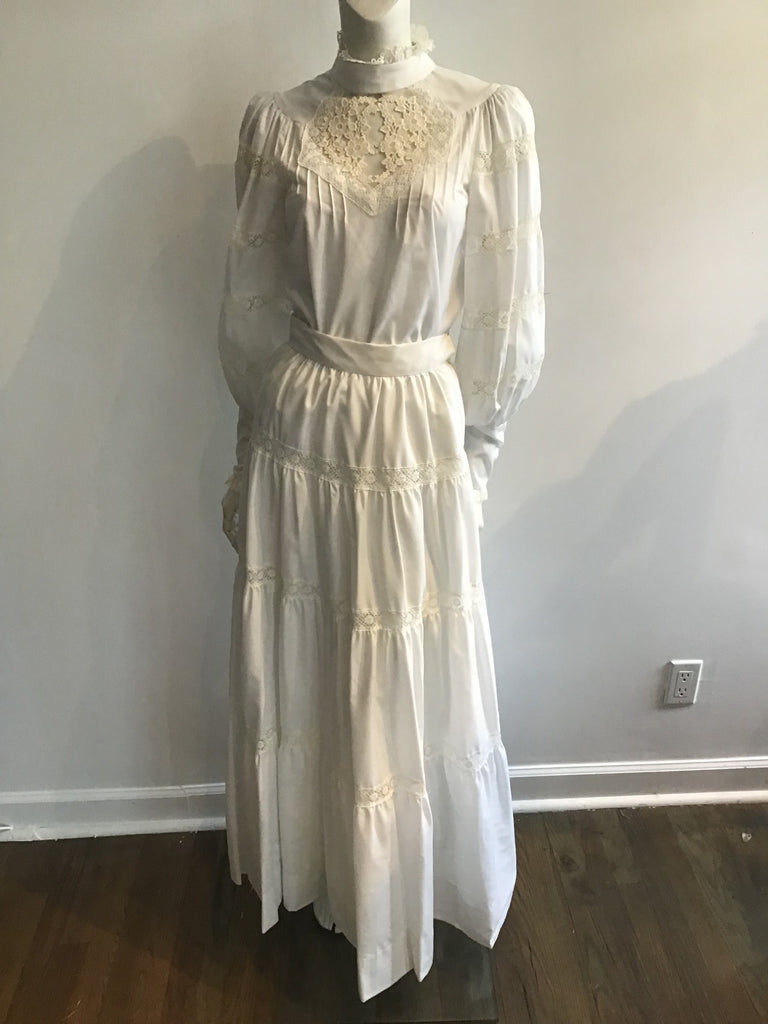 1970's Brenner Couture 2 Piece Victorian Style Dress