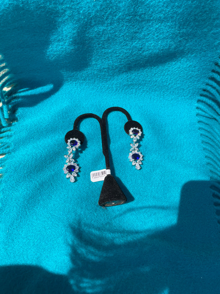 CZ and Sapphire Dangle Earrinngs