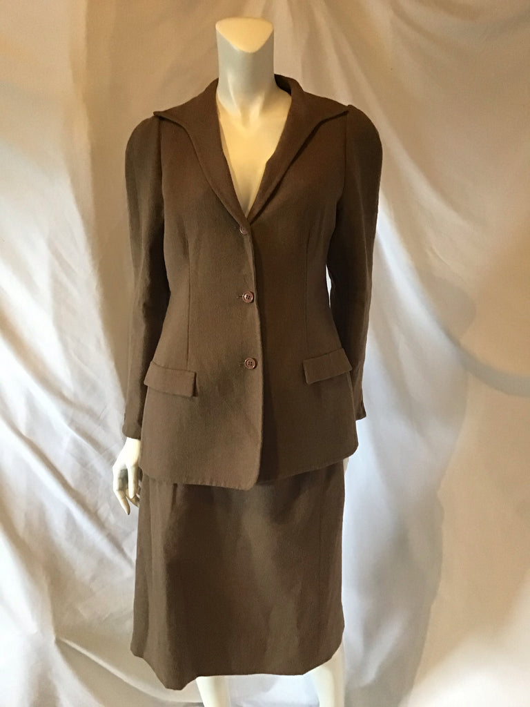 vintage 1970s halston brown wool suit
