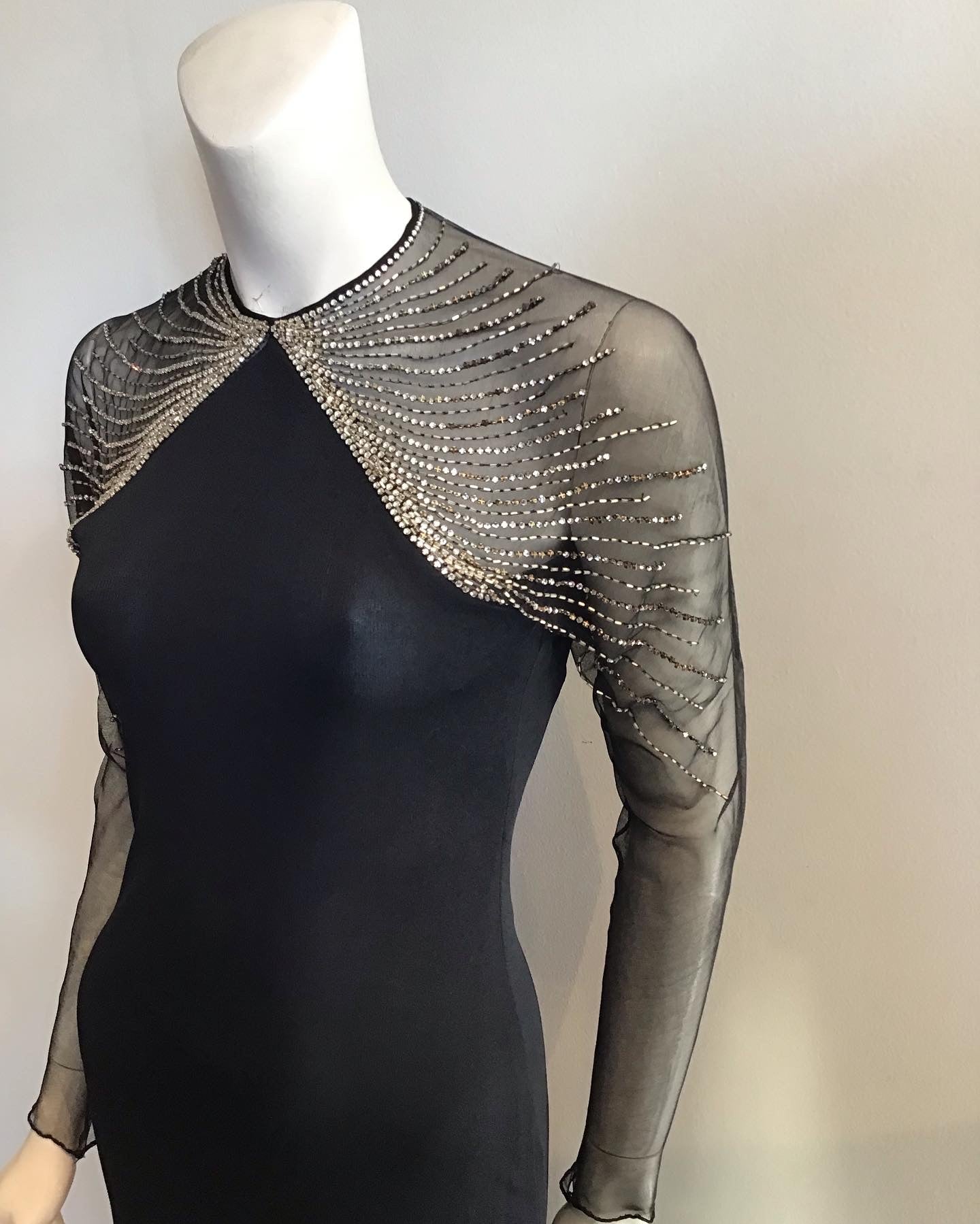 1970s Molly Parnis  beaded Evening Gown