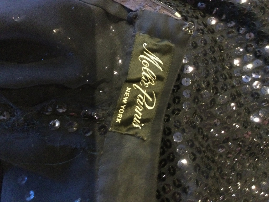 1970s Navy  Blue Sequined Molly Parnis gown