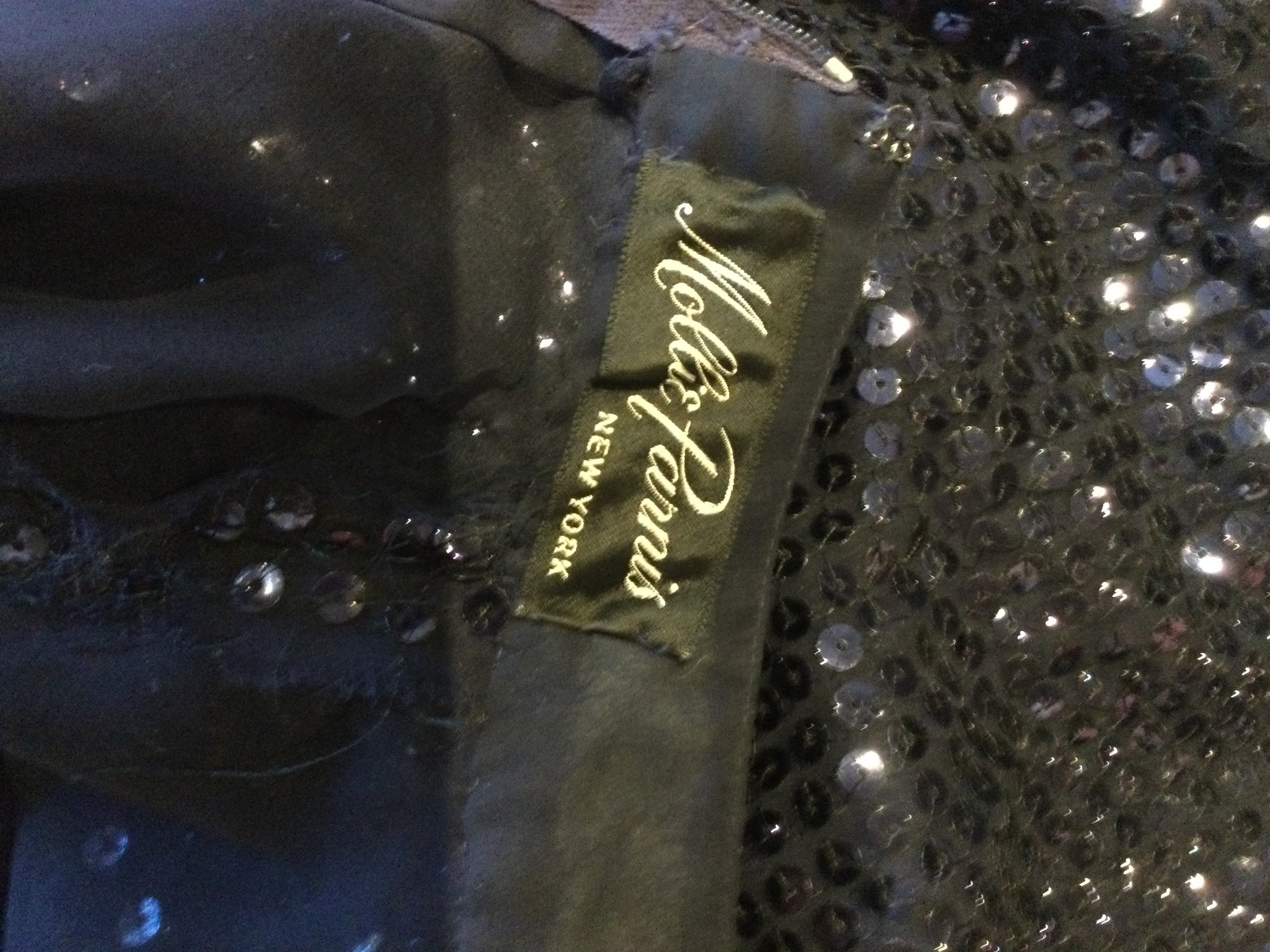 1970s Navy  Blue Sequined Molly Parnis gown
