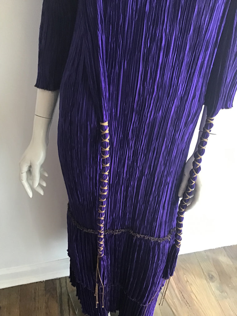 1980s Mary McFadden Couture  Purple Pleated Gown