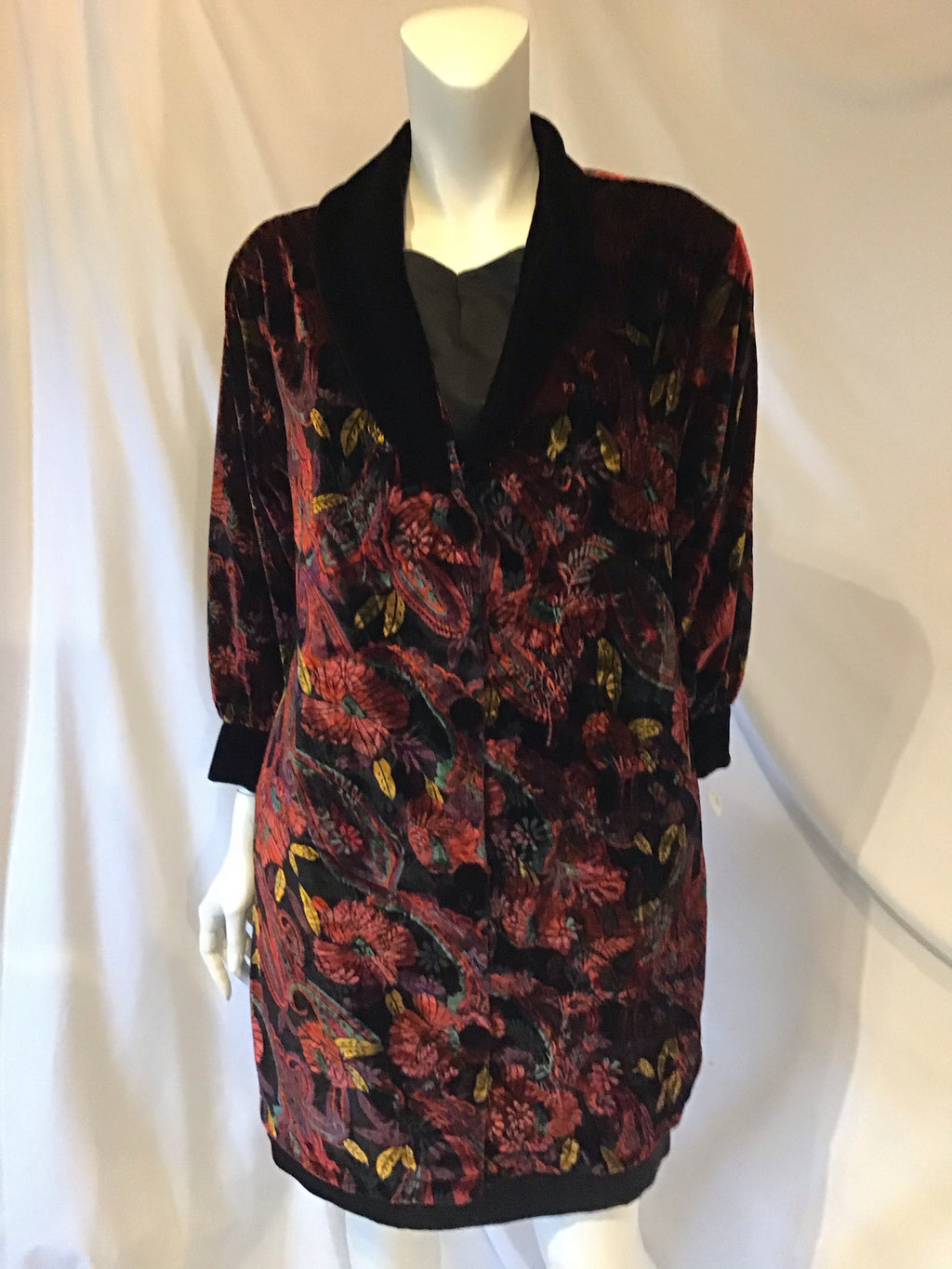 Vintage 1980s Scaasi Multicolored velvet print Jacket 