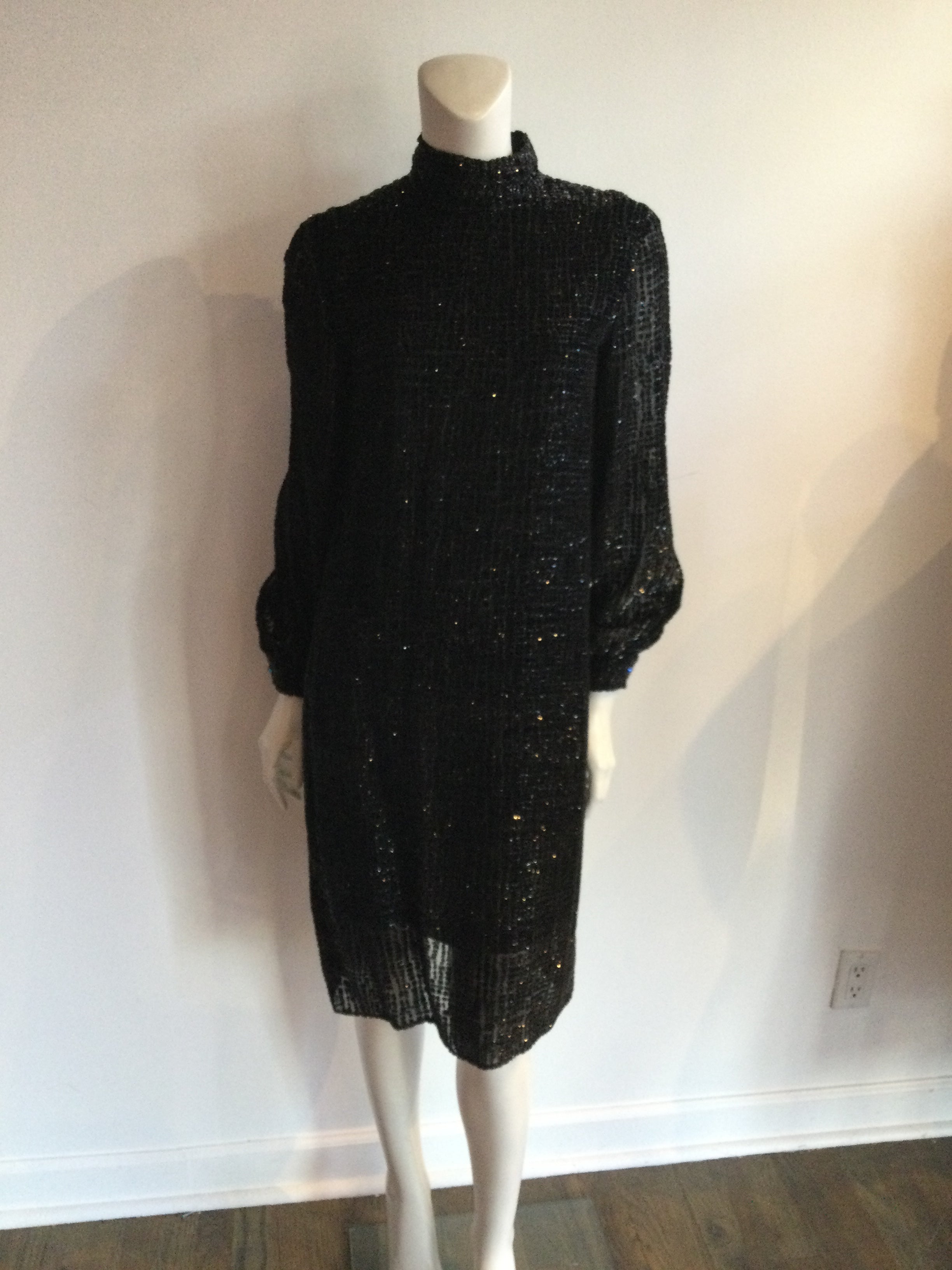 1960's Rudi Gernreich Black Flocked Velvet Cocktail Dress-size8