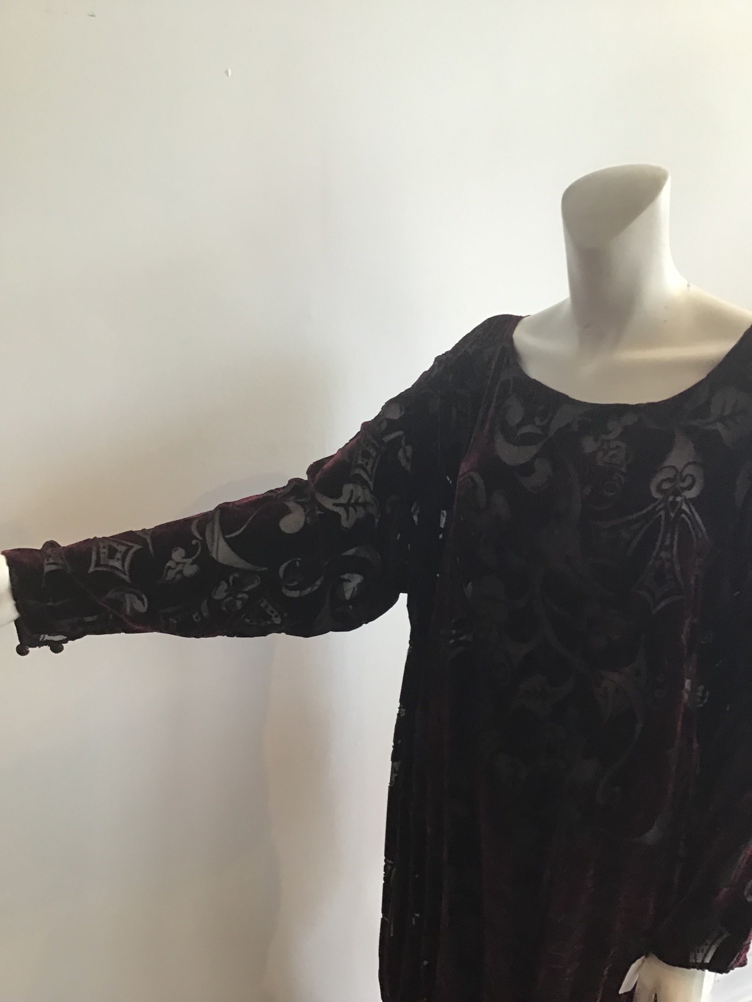 1980's Patricia Lester Deep Cranberry Acid Velvet Evening Gown Size 10/11